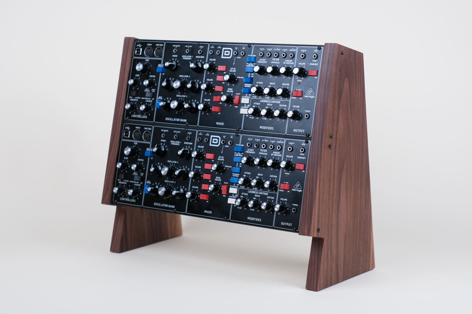 Behringer Synth Stand in Walnut - Double Slantback View 3